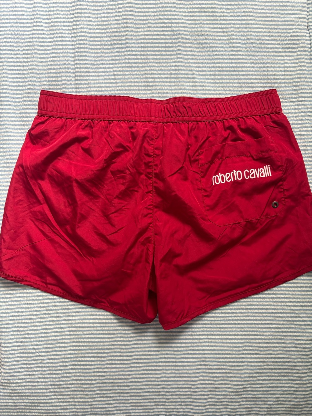 Roberto Cavalli Men's Red Mini Swim Trunks